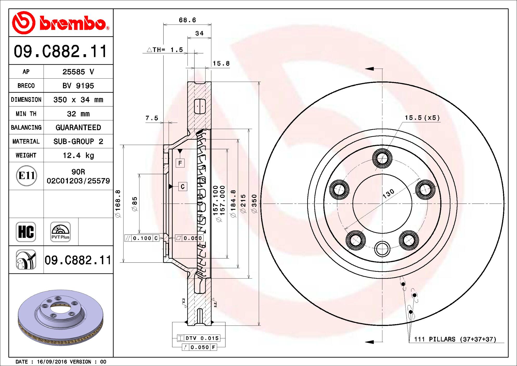 Audi Porsche Disc Brake Rotor - Front (350mm) 7L8615302